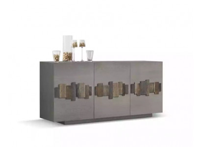 Komoda sideboard masivní dřevo skříň nábytek komody bufet šedá
