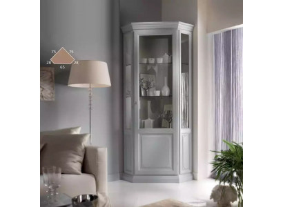 Rohová skříňka Vitrine Bílá Vitrína Obývací pokoj Klasický design Regál