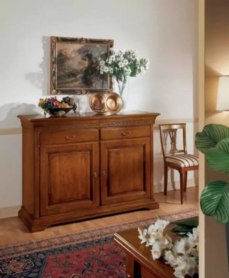 Italský styl nábytek Sideboard hnědá luxusní komoda dřevo obývací pokoj