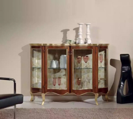 Dřevěné vitríny skleněný komoda skříň masivní dřevo vitrína obývací pokoj nábytek sideboard