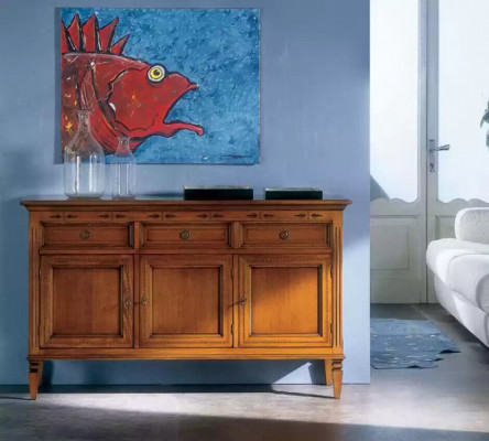 Design Klasická komoda dřevo příborník hnědý skříň nový