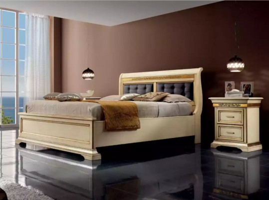 Kompletní ložnice design Moderní Luxusní postel 2x noční stolky Komoda