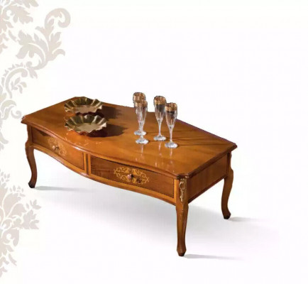 Klasický hnědý dřevěný stůl s šuplíky luxusního designu Nový.