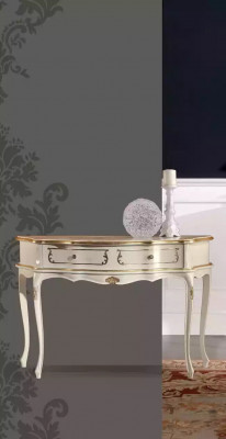 Bílý klasický konzolový stolek Ložnice Dřevěný nábytek Barokní styl