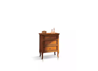 Noční stolek klasický s 3 zásuvkami v konzolovém designu ložnice.