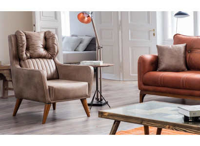 Venkovský styl křeslo s ušima na odpočinek před televizí jednosed pro jednu osobu pohovka gauč