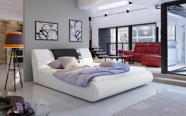 Luxus Boxspring Postel Černá Bílá Ložnice Nábytek Design Dvoulůžkový Hotel