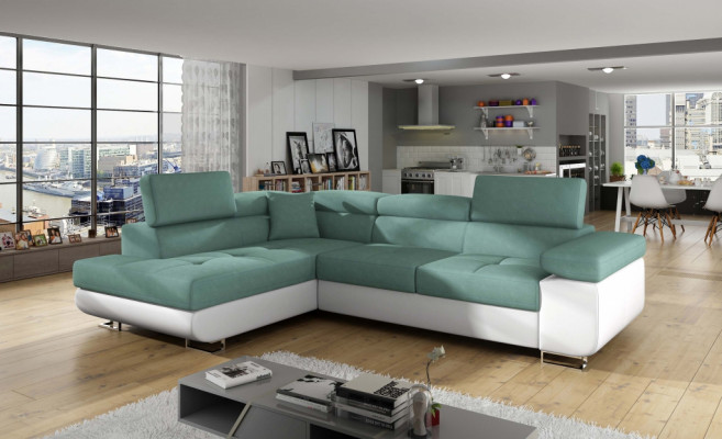 Eck Stoff rohová sedačka L-tvar Sofa Couch Design Couch Polster Textil Modern Textil
