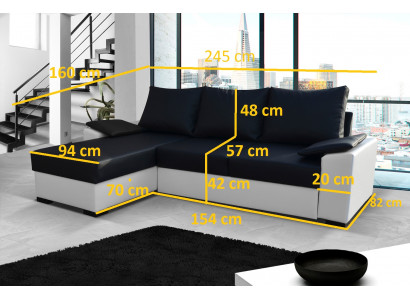 Návrh rohové pohovky s funkcí lůžka pohovka Kožené čalounění Textilní pohovky.