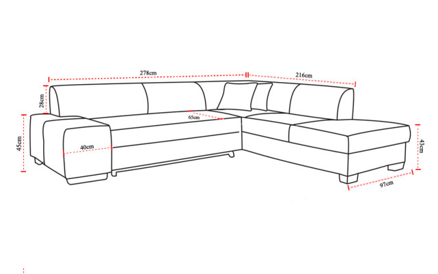 Klassisch Design Ecksofa Porto II Bettfunktion Couch Textil Sofas Schlaf Sofa
