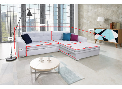 Návrh rohová pohovka s funkcí lůžka, pohovka s potahem z textilu, pohovky.