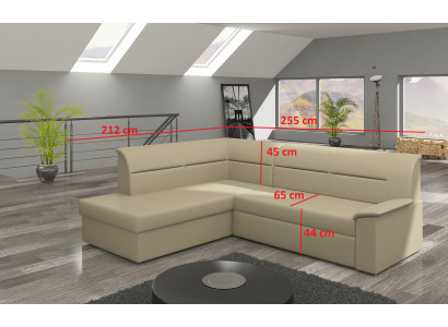 Designová rozkládací sedací souprava Elano ve tvaru L s funkcí postele, kůže textilní sedací soupravy.
