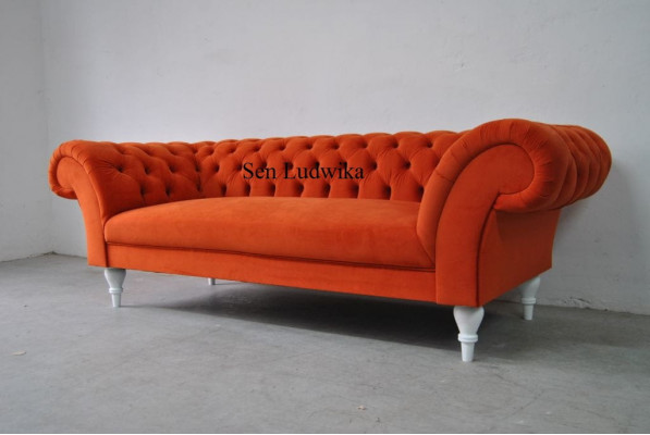 Látkový design pohovky čalouněné sedací soupravy Textil Moderní sedací Chesterfield 3 místný oranžový