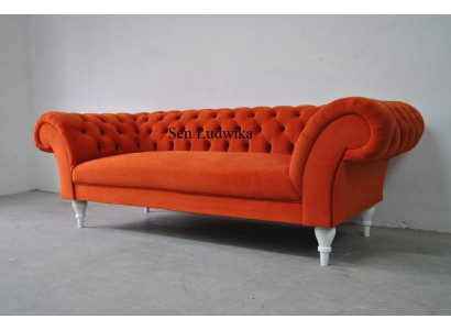 Látkový design pohovky čalouněné sedací soupravy Textil Moderní sedací Chesterfield 3 místný oranžový