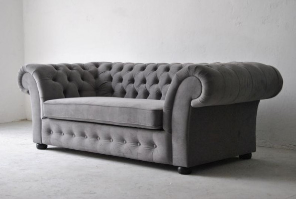 Sofa 3 sezení látková designová pohovka čalouněné sedačky textil moderní sedačka Chesterfield šedá