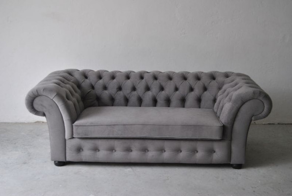 Sofa 3 sezení látková designová pohovka čalouněné sedačky textil moderní sedačka Chesterfield šedá