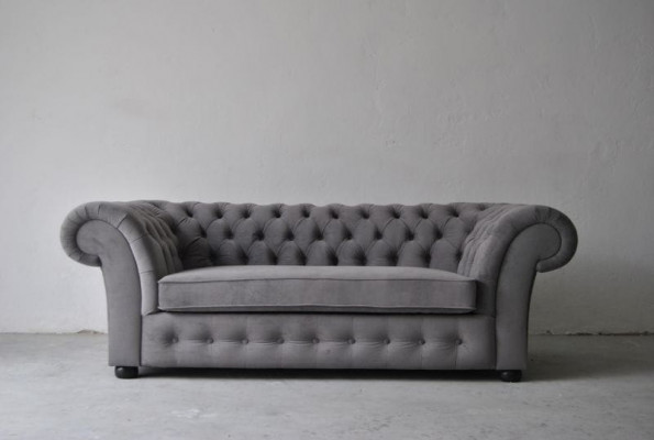 Sofa 3 sezení látková designová pohovka čalouněné sedačky textil moderní sedačka Chesterfield šedá