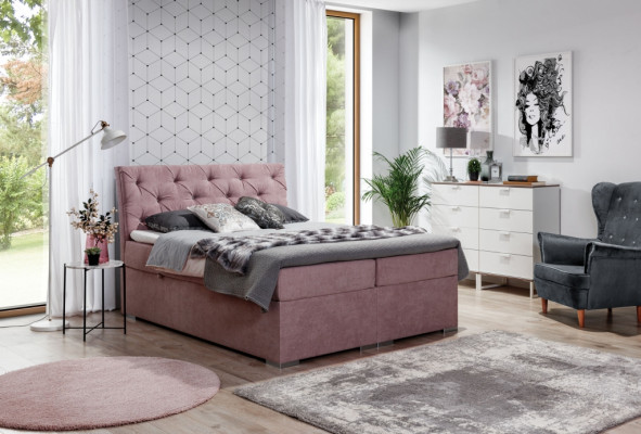 Postel s úložným prostorem Chesterfield, čalouněná postel, manželská postel, velká XXL designerská postel, nová.