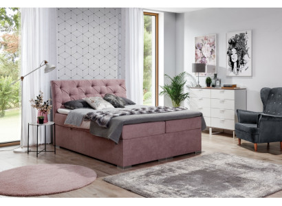 Postel s úložným prostorem Chesterfield, čalouněná postel, manželská postel, velká XXL designerská postel, nová.