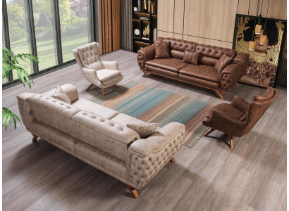 Sofáová sestava 3 3 1 1 křeslo Couch Polster Chesterfield sestavy sedadel