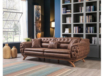 Sofa 3 Sitzer Chesterfield látková pohovka potahová pohovka umělé kůže pohovky
