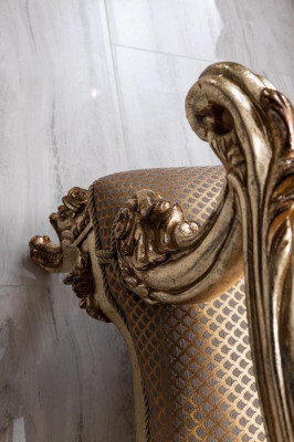Křeslo obývacího pokoje Klasický design Křeslo Zlatý Luxus Obývací pokoj Textilní
