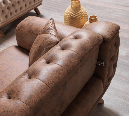 Sofa sestava 3+3+1 místná nábytek set Design Sofy umělé kůže Chesterfield