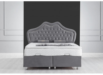 Postel Šedá manželská postel Boxspringové postele Styl Látka Chesterfield 160x200