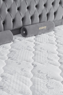 Postel Šedá manželská postel Boxspringové postele Styl Látka Chesterfield 160x200