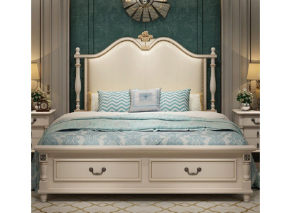 Postel Polstrovaný Design Luxus Dvojitý Hotel Postel Královský Baroko Dřevěný Nábytek Nový