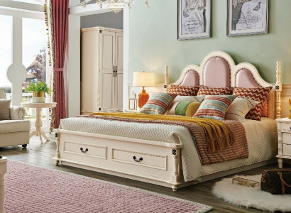 3dílná sada ložnice 2x noční stolek Dřevo Designer Postel Luxus Klasický Nový