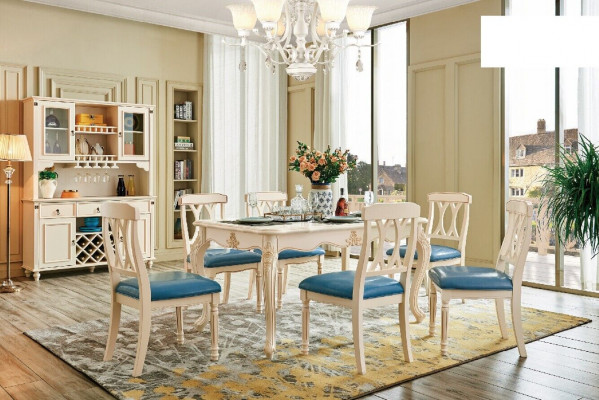 Jídelna Jídelní stůl 6 x židle jídelní set dřevo kuchyňská skupina komoda nábytek nový 7dílný.