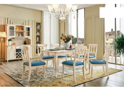 Jídelna Jídelní stůl 6 x židle jídelní set dřevo kuchyňská skupina komoda nábytek nový 7dílný.