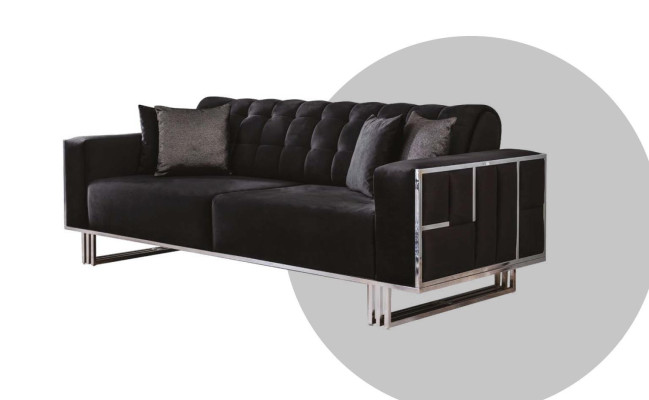 Luxus Wohnzimmer Möbel Couch Sitzgarnitur Sofa Samt Sofagarnitur 3tlg