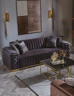 Chesterfield sedací souprava, polstrovaná sada 3 kusy. Souprava pohovky Pohovky Samet