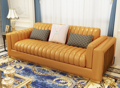 Wohnlandschaft Garnitur Design Modern Sofas Sofa 3 Sitzer Ledersofa Couch -> Obývací souprava Design Moderní Sofy Jednolůžko 3 místné Kožená Pohovka