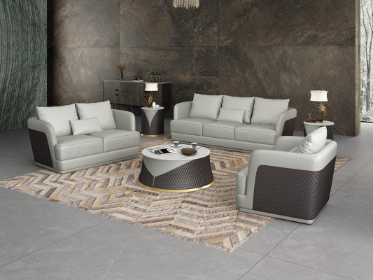Tříčlenná designová pohovka, gauč, čalouněná pohovka 3místná kožená pohovka moderní relaxační klub