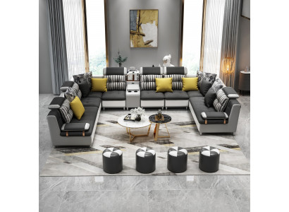 Kůží pohovka U tvaru Moderní pohovka Kůží pohovka Rohová pohovka Polstrovaný