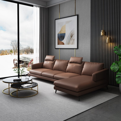 Sofa L-Form Kožená pohovka Rozkládací sedací souprava Rozkládací pohovka Souprava Moderní pohovky Nové