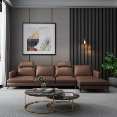 Sofa L-Form Kožená pohovka Rozkládací sedací souprava Rozkládací pohovka Souprava Moderní pohovky Nové