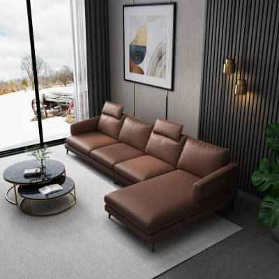 Sofa L-Form Kožená pohovka Rozkládací sedací souprava Rozkládací pohovka Souprava Moderní pohovky Nové