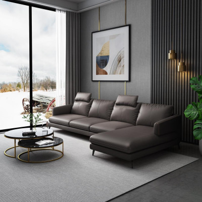 Sofa L-Form Kožená pohovka Rozkládací sedací souprava Rozkládací pohovka Souprava Moderní pohovky Nové