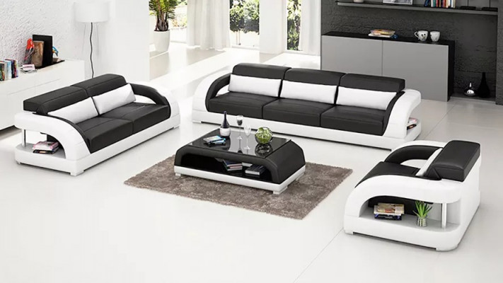 Obývací souprava gaučová sestava 3+2+1 s designovým gaučem Kožený gauč Moderní gauč