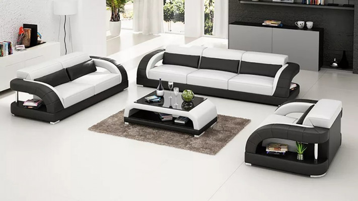 Obývací souprava gaučová sestava 3+2+1 s designovým gaučem Kožený gauč Moderní gauč