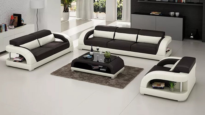 Obývací souprava gaučová sestava 3+2+1 s designovým gaučem Kožený gauč Moderní gauč