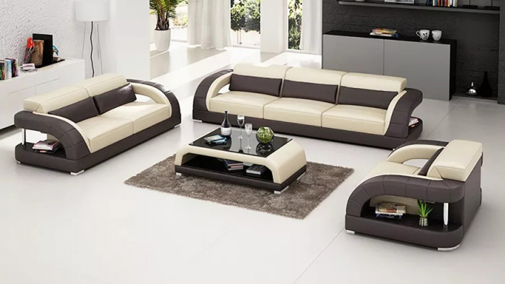 Obývací souprava gaučová sestava 3+2+1 s designovým gaučem Kožený gauč Moderní gauč