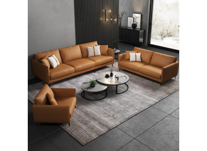 Sofa sestava 3+2+1-sedačková Pohovka Kožená pohovka Pohovka Obývací stěna Garnitur Design Moderní