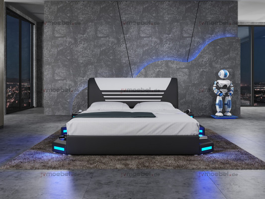 Postele Stylový designérský manželský nábytek potah kůže bílá 180x200 NOVÝ