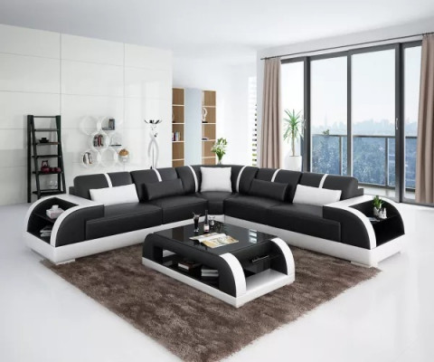 Design Moderní rohová pohovka obývacího pokoje Nábytek Příčka Kožené polstrování Pohovka