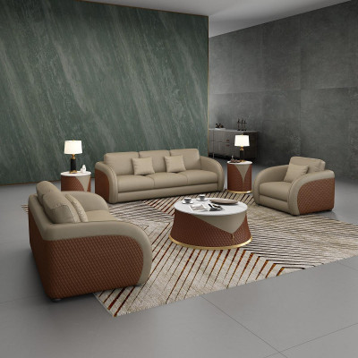 Dreisečlová pohovka potah designová sedací souprava Moderní třísedadlová sedací souprava Nábytek do obývacího pokoje Beige